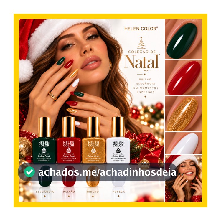 Helen Color Coleção De Natal Kit 4 Cores Esmalte Em Gel Vermelho Verde Branco Dourado Fim De Ano