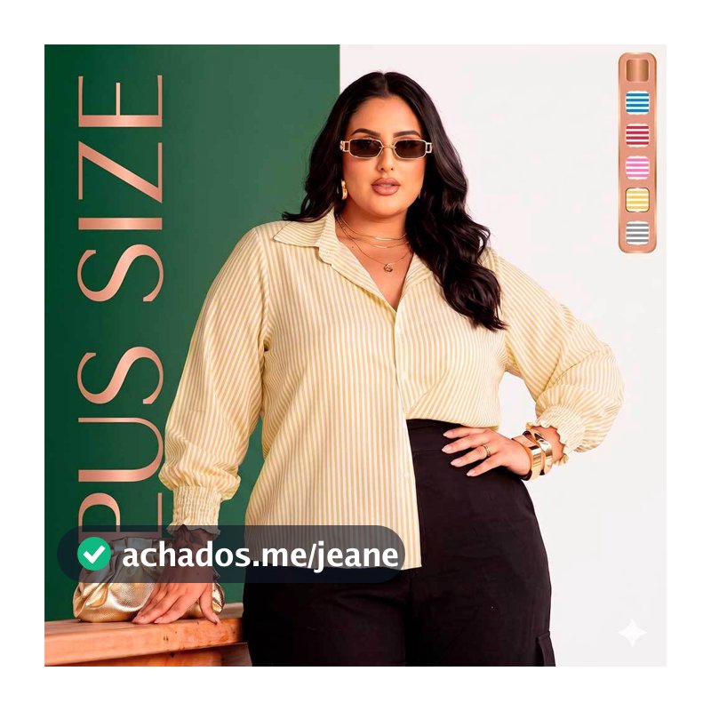 Camisa Plus Size Feminina Listrada Oversized Manga Lastex Dunas