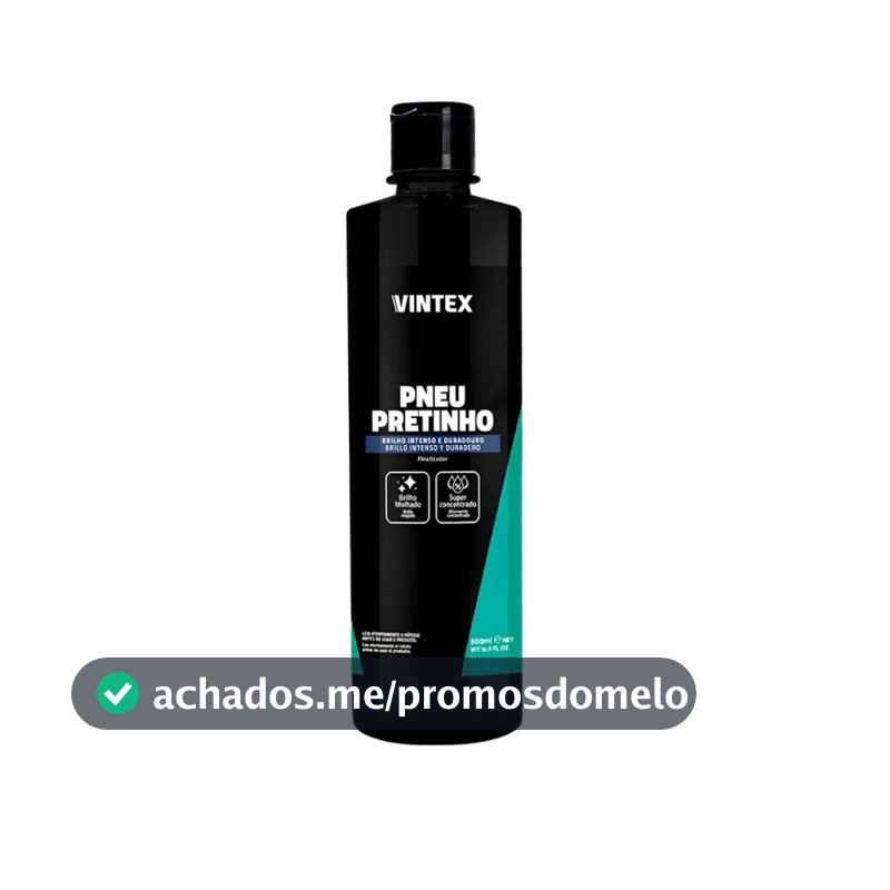 Pneu Pretinho Brilho Intenso Vintexx 500 ml + Pincel de detalhamento