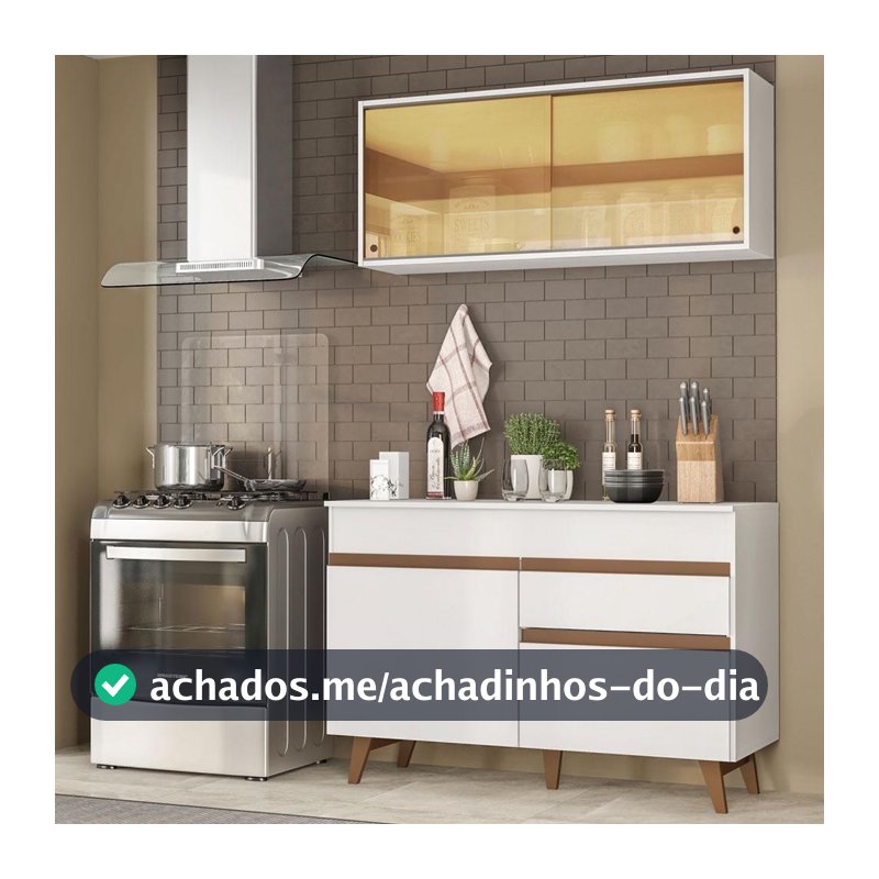 Armário de Cozinha Compacta 120cm Branco Reims Madesa 01
