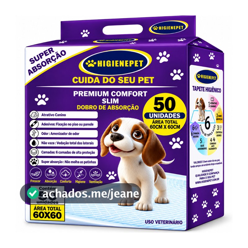 Tapete Higiênico Cães 60x60 50 Unidades Premium Higienepet