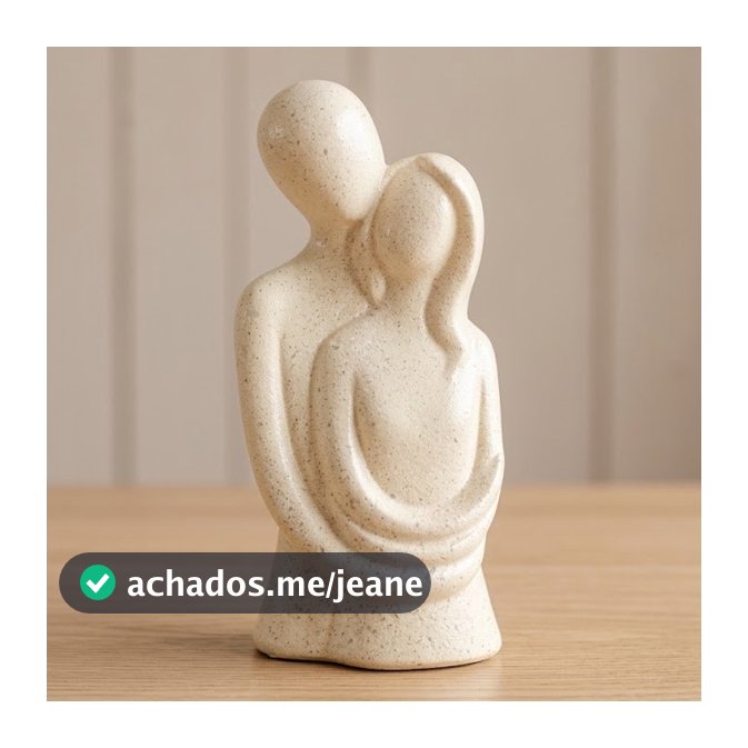 ESCULTURA DECORAÇÃO SALA QUARTO CASAL APAIXONADO COR BEJE COM PINGADO DE LUXO E ELEGANTE