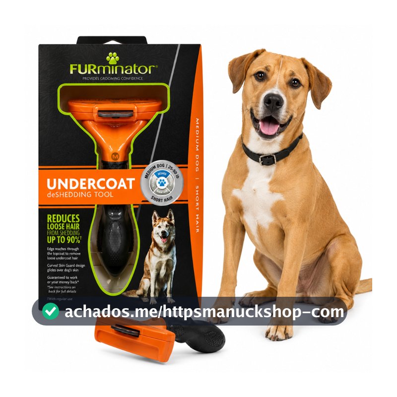 RASQUEADEIRA FURMINATOR PENTE/ESCOVA P/ CACHORRO DE PORTE MÉDIO COM PELO CURTO Cor Laranja + Brinde.