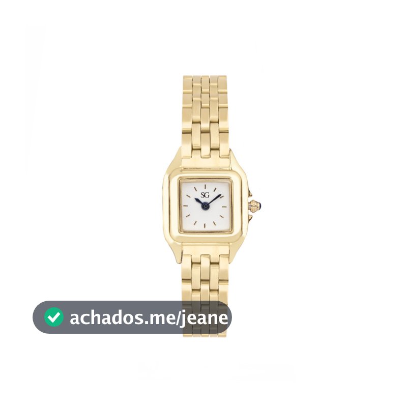 Relógio Feminino Dourado Saint Germain - Boxy Gold Fundo Branco