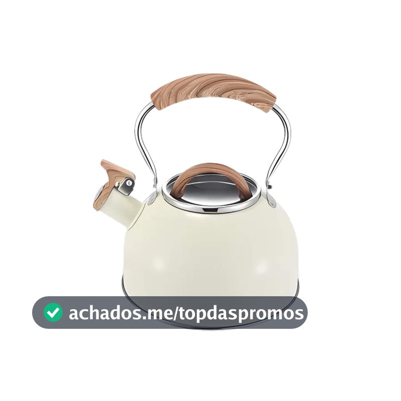 Chaleira 2,0L Linha Indução Vanilla com Apito e Cabo Baquelite Amadeirado MTA - 1219