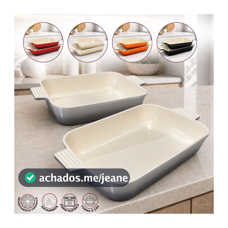Travessa Com Revestimento Cerâmico Assadeira Antiaderente Retangular 25m e 29cm