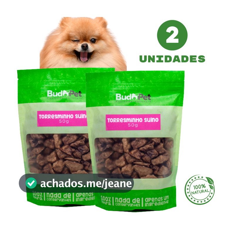Petisco Natural Para Cães e Gatos Torresminho Suíno Budopet kit 2un