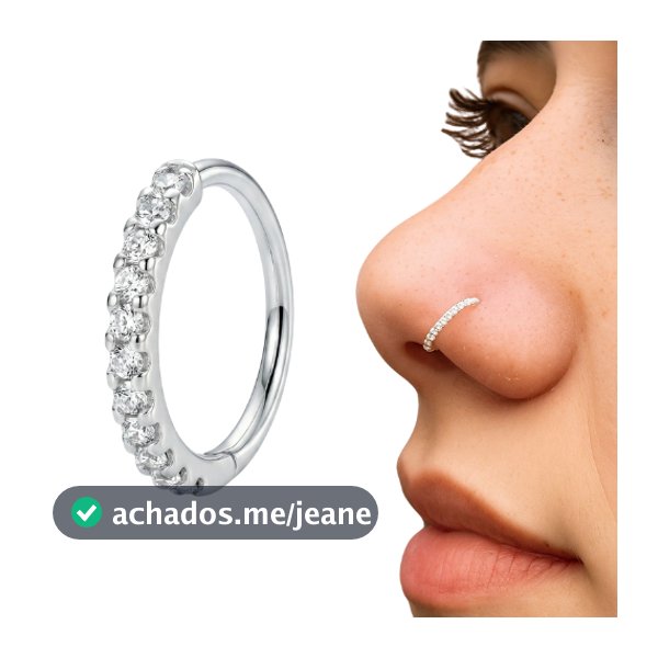 Piercing Nariz Cravejado Prata 925 Argola 8,5mm Zirconia PIERCING NARIZ NOSTRIL HELIX