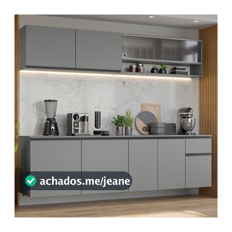 Armário de Cozinha Completa 240 cm Suspenso Nice Madesa 04