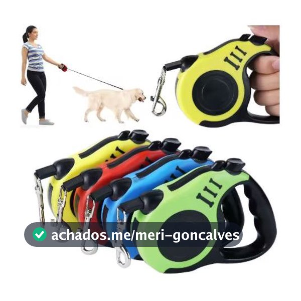 Coleira Guia Retrátil 3 Metros Pets Cachorro Cães Gatos Resistente Com Trava Até 11.33kg