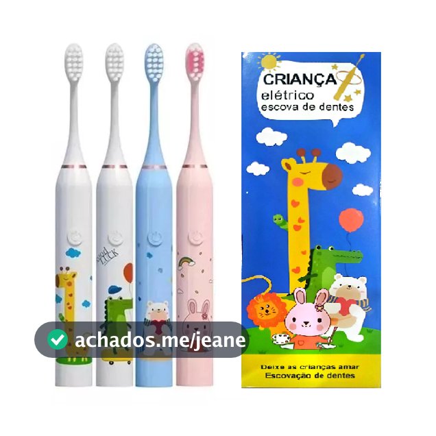 Escova de Dente Elétrica Sônica Infantil com Padrão de Desenho Inclui Cabeça Substituta e Bicos Macios