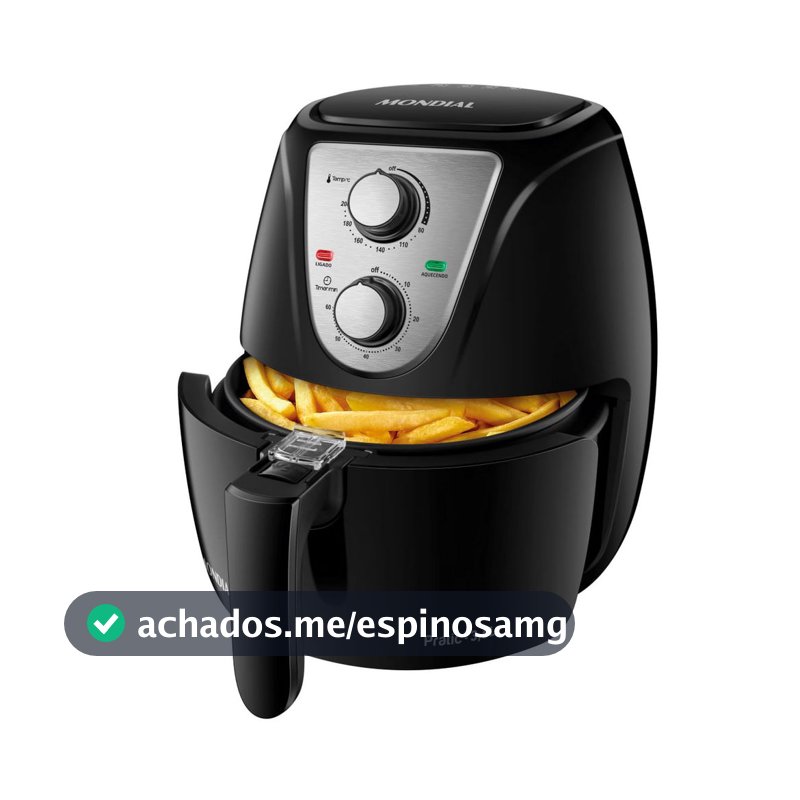 Fritadeira Elétrica Air Fryer Mondial Pratic AF-36-BI 3,6L Inox/Preta - 110V