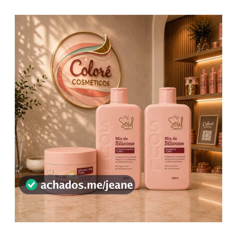 Kit Capilar Mix Silicone Soul Turbo 3 Itens  Shampoo Condicionador Máscara Capilar Brilho Tratamento