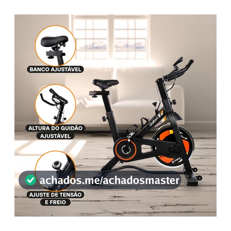 Bicicleta Ergométrica Gallant Elite X Spinning Roda De Inércia 8Kg Ate 110Kg Mecânica (GSB08HBTA-PT)
