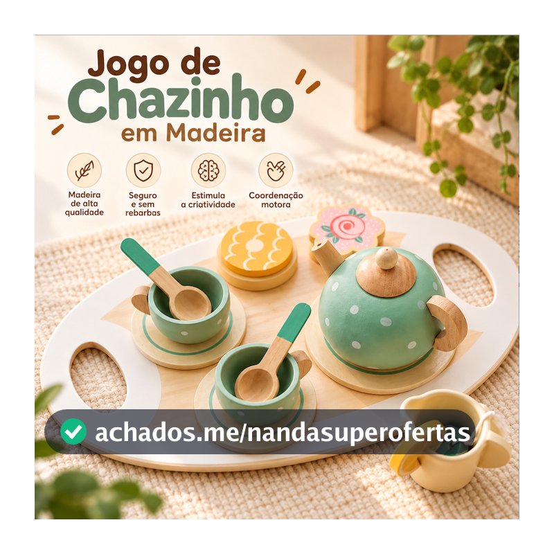 Conjuntos Cozinha Brinquedo Infantil Madeira Educativo Panelas Cafeteira