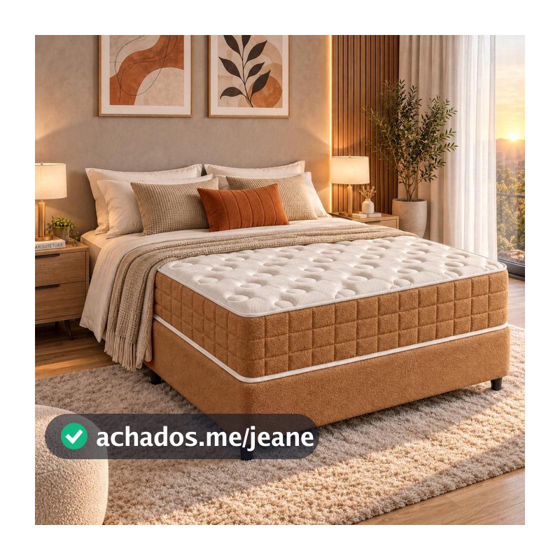 Colchão Casal Molas Ensacadas Ibiza  Bouclê + Base 138x188x61