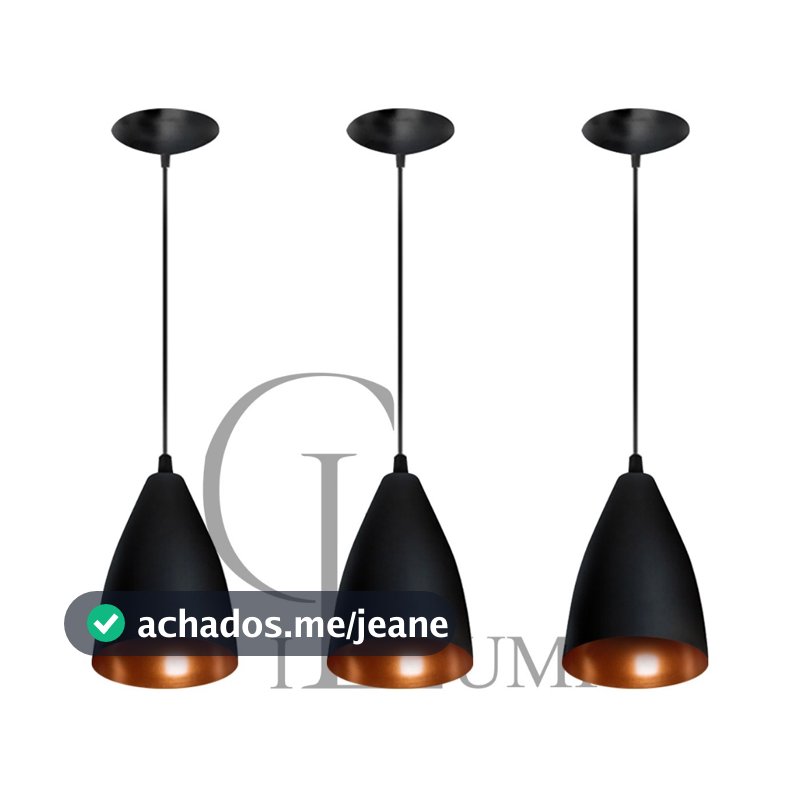 Kit 3 Vegas Pendentes Lustre Estilo Arandela Modelo Bala preto/cobre Envio imediato Casa e Decoração