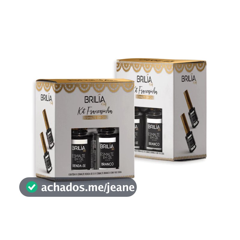 Kit Francesinha Brilia Nails 2 Itens Esmalte Em Gel Renda Branco UV LED