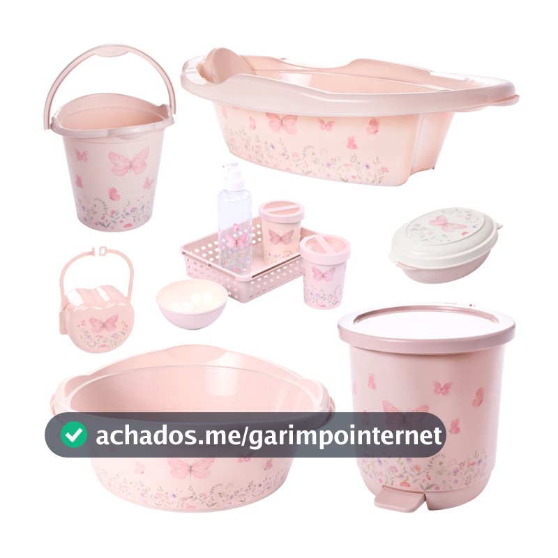 KIT BANHEIRA DE BEBÊ DECORADA LUDICA PLASUTIL + KIT HIGIENE URSO 5 PEÇAS + BACIA LIXEIRA BALDE SABONETEIRA PORTA CHUPETA