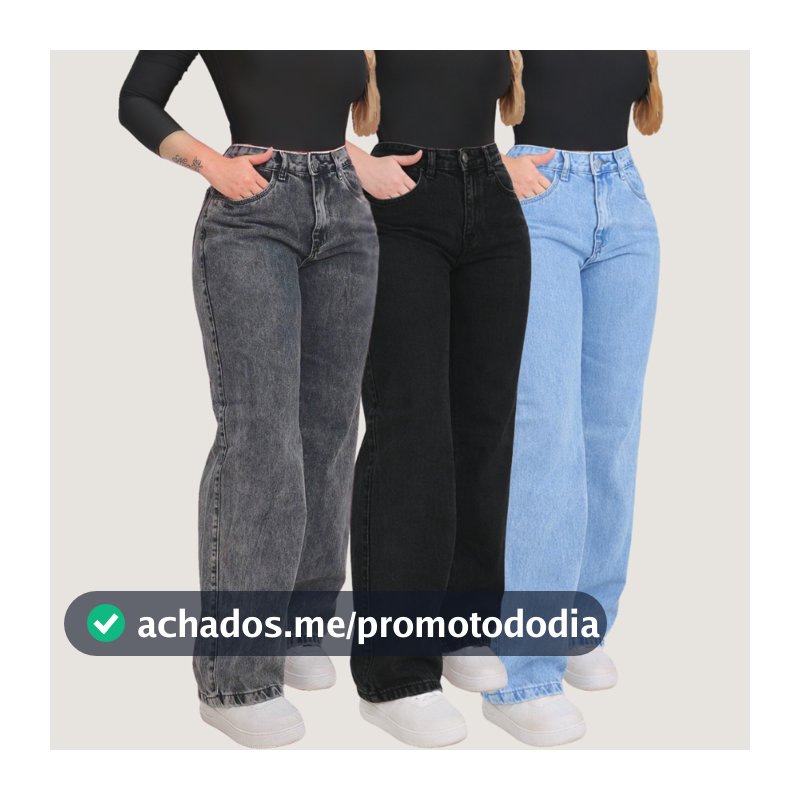 Calça Wide Leg Jeans Feminina Cintura Alta Moderna Casual Urbana Streetwear -  Opções de compra com 1, 2 ou 3 peças