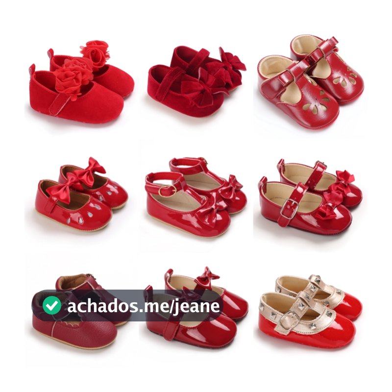 0-18 Meses De Idade Sapatos Vermelhos De Princesa Bebê , De Sola Macia Para Bebês Degrau Frontal