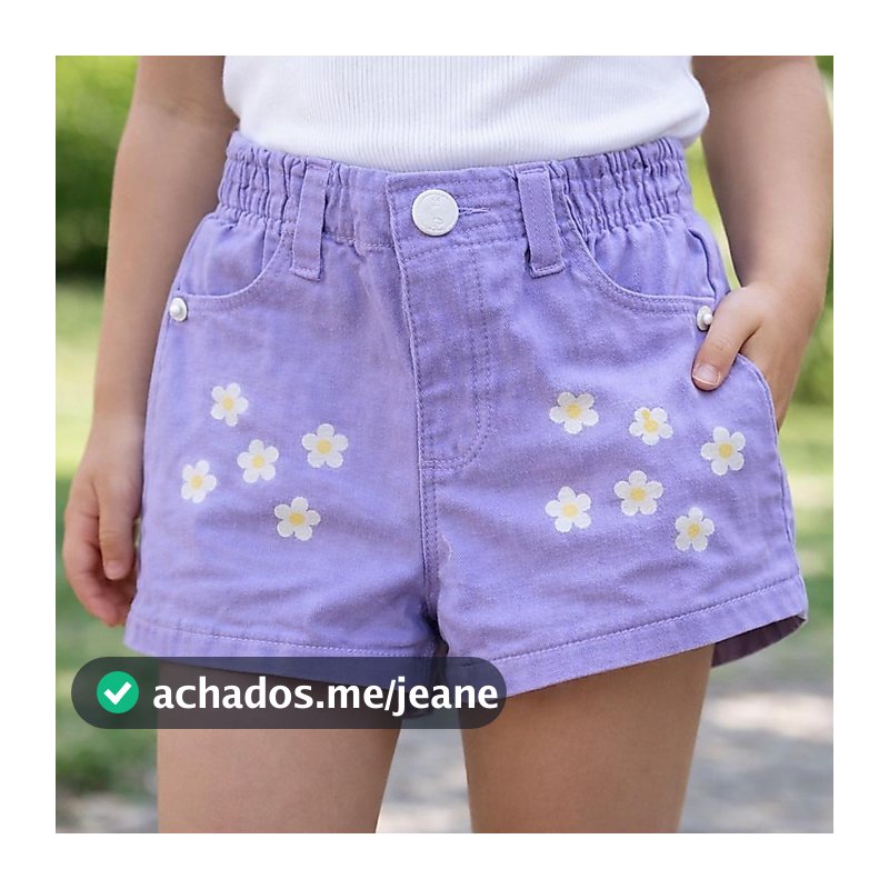 Short Feminino Infantil e Juvenil 2-16 Anos Cintura Elástica Estampado Fofo Moda Menina