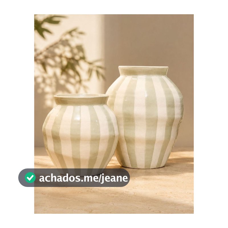 Vaso Cerâmica Verde Decorativo Casa Sala Decoração Mesa Minimalista Moderno Design Ambiente Aparador