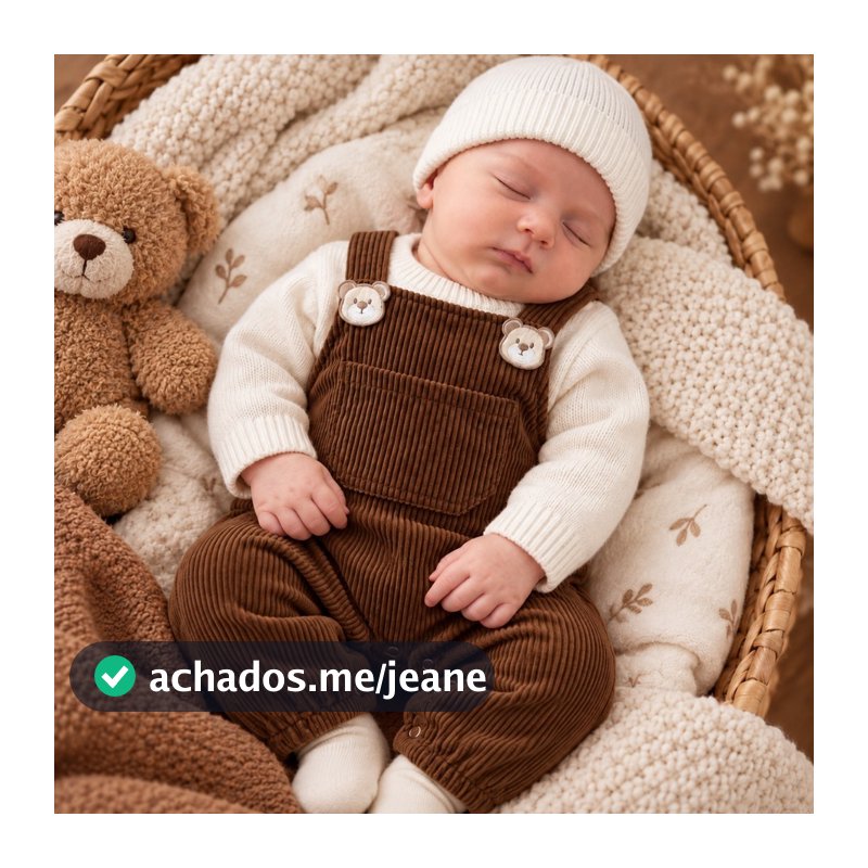 Conjunto Bebê Jardineira em Veludo Cotelê Davi