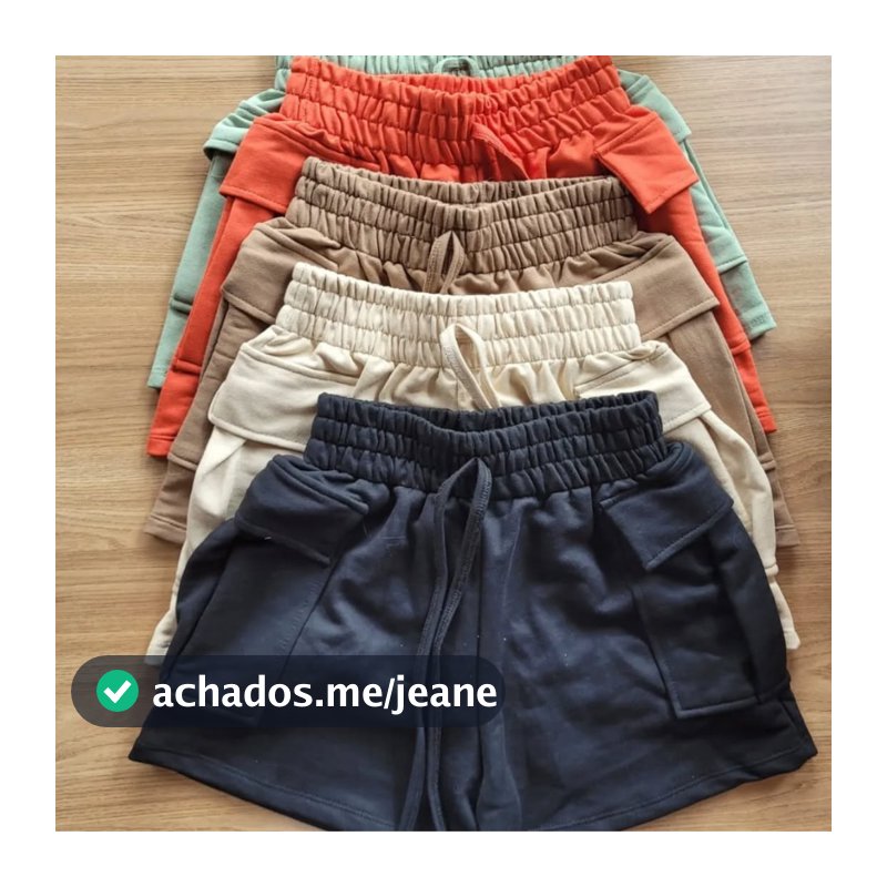 Short Cargo Moletom Moletinho Feminino Cintura Alta Bermuda Feminina Verde Preto Branco Marrom Bege