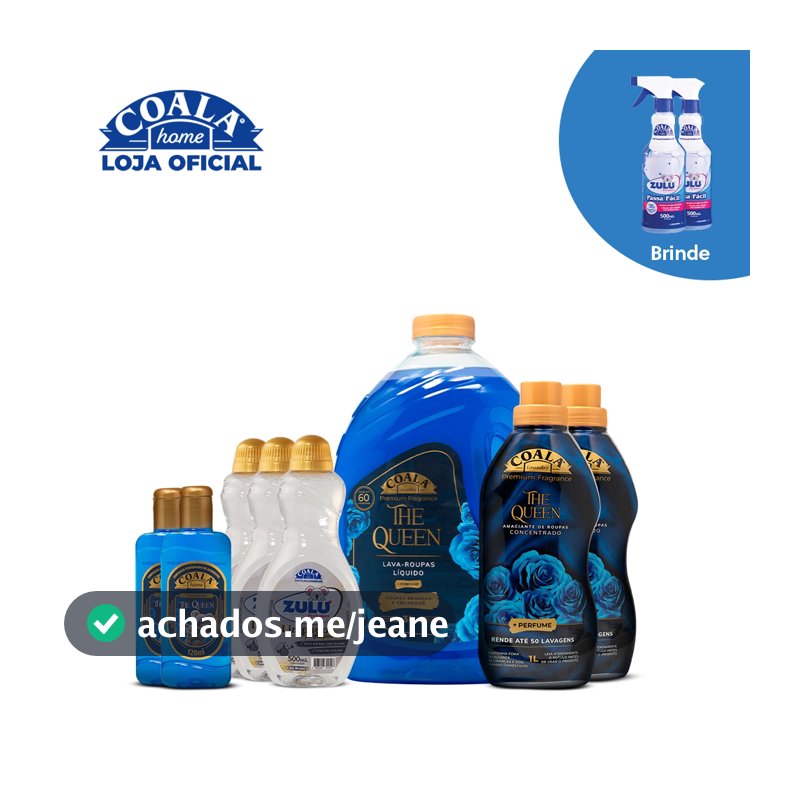 Kit Coala Mega Limpeza Perfumada The Queen - 8 itens + Brinde 2 Passa Fácil Zulu Perfumes