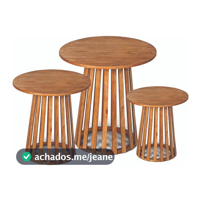 Mesa Redonda Ripada Em Madeira De Tamanhos Variados Com Tampo Desmontável Decoração de Festas Montar