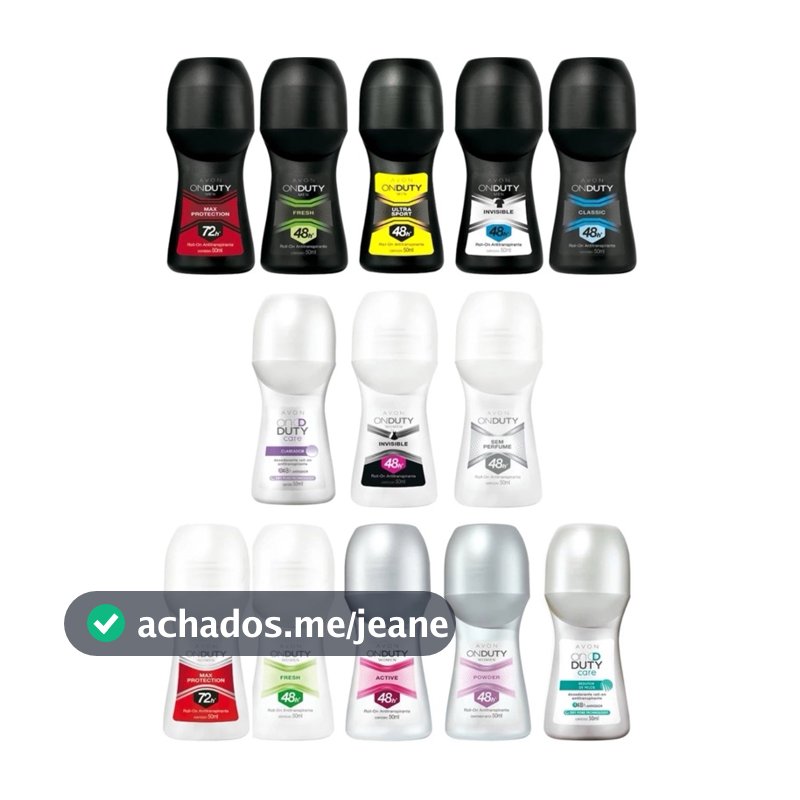 Kit com 10 Desodorante roll on rolon rollon feminino ou Masculino sortidos 50ml | Avon