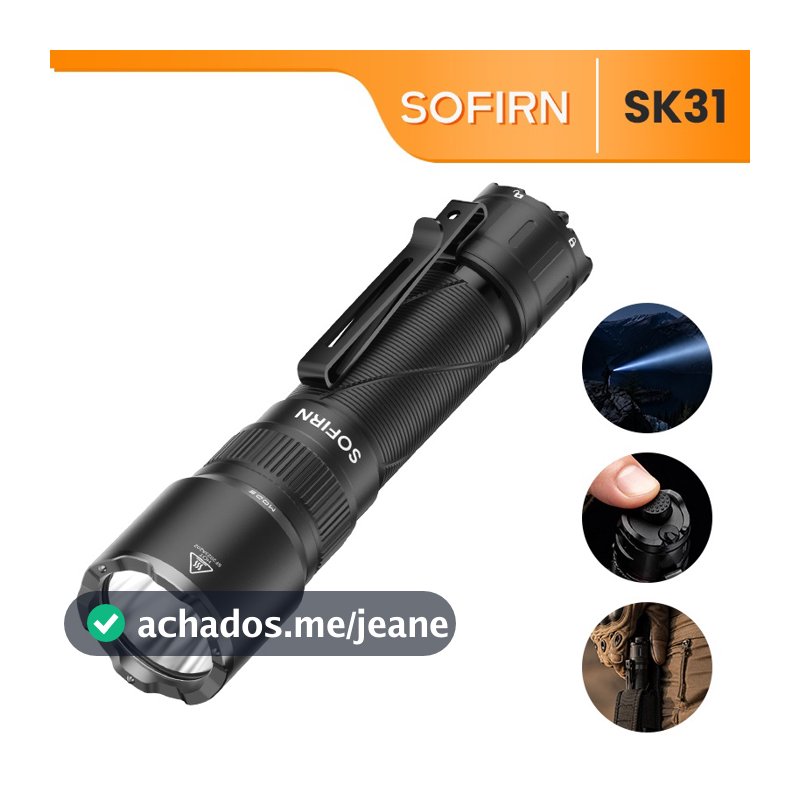 Lanterna Tática SOFIRN SK31 6800 Lúmens Recarregável LED Tocha 395 M De Longo Alcance Modo Duplo Tático + Externo IPX8 À