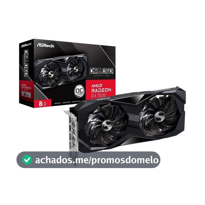 Placa de Vídeo RX 7600 Challenger ASRock AMD Radeon,  8GB GDDR6 - 90-GA41ZZ-00UANF