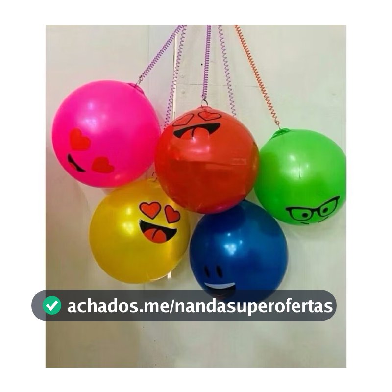 Kit com 70 peças Bola Borracha Poing Poing com Cordao Mola 23cm Brinquedo Super Divertido
