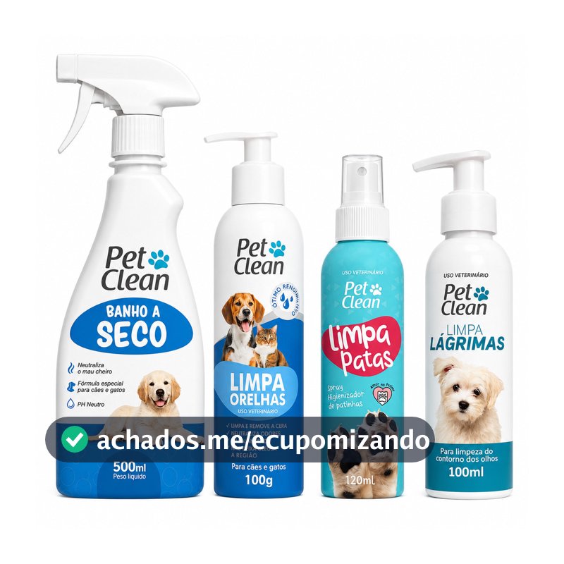 Kit Pet Clean Banho Seco Limpa Patas Orelhas Lágrimas