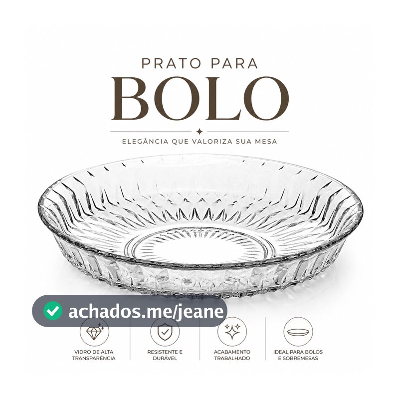 Prato para Bolo 30cm Diamond Alto Centro De Mesa Fundo Fruteira Pudim Mesa Posta Decorativo