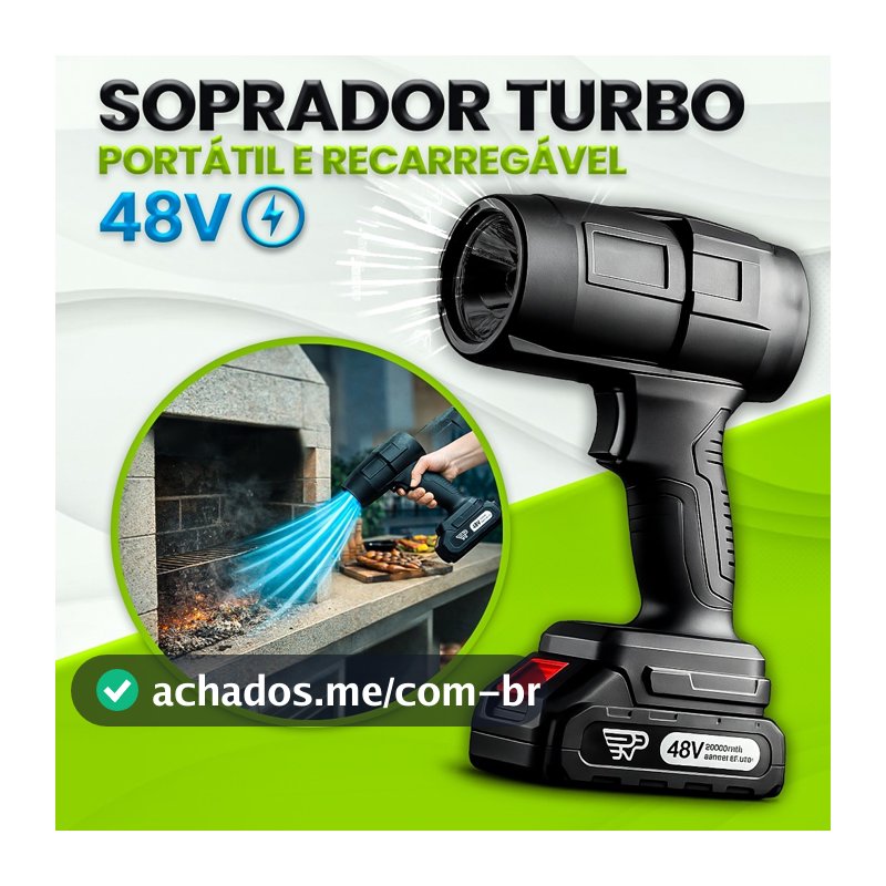 Soprador de Ar Folhas 48V Bateria Secador Elétrico Pó Resíduos Pistola Ventilador Potente
