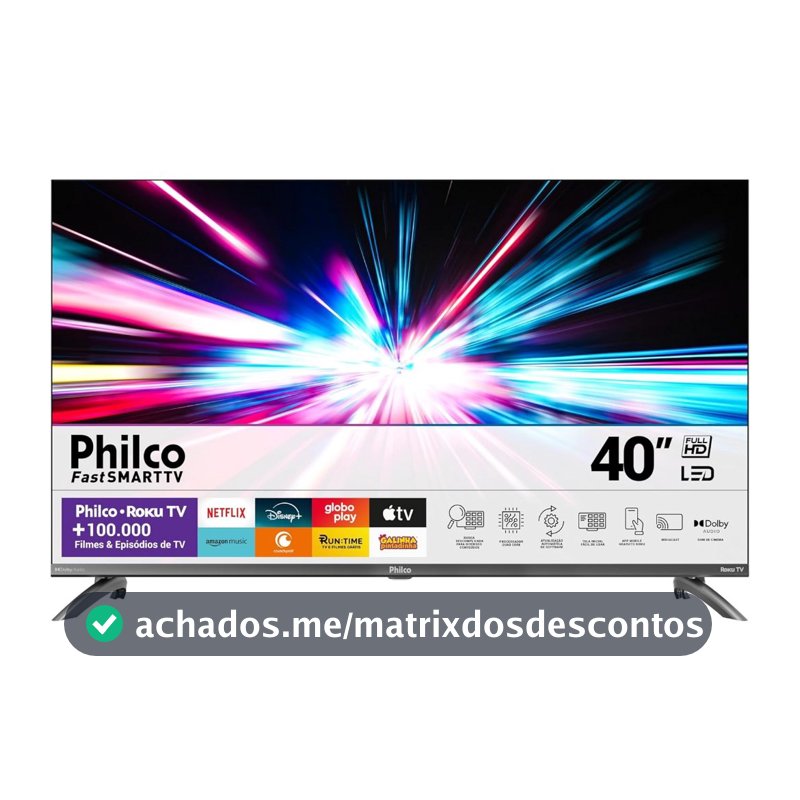 Smart TV 40” Philco Roku TV LED Dolby Audio PTV40M9GR2CGB