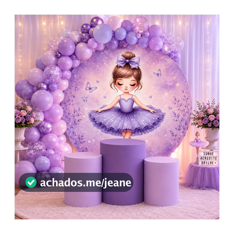 Kit Capa Painel Redondo + Trio Capas de Cilindros Sublimado Tema Bailarina