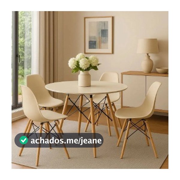 Conjunto Completo Mesa Redonda 70cm + 4 Cadeiras Eiffel Cores