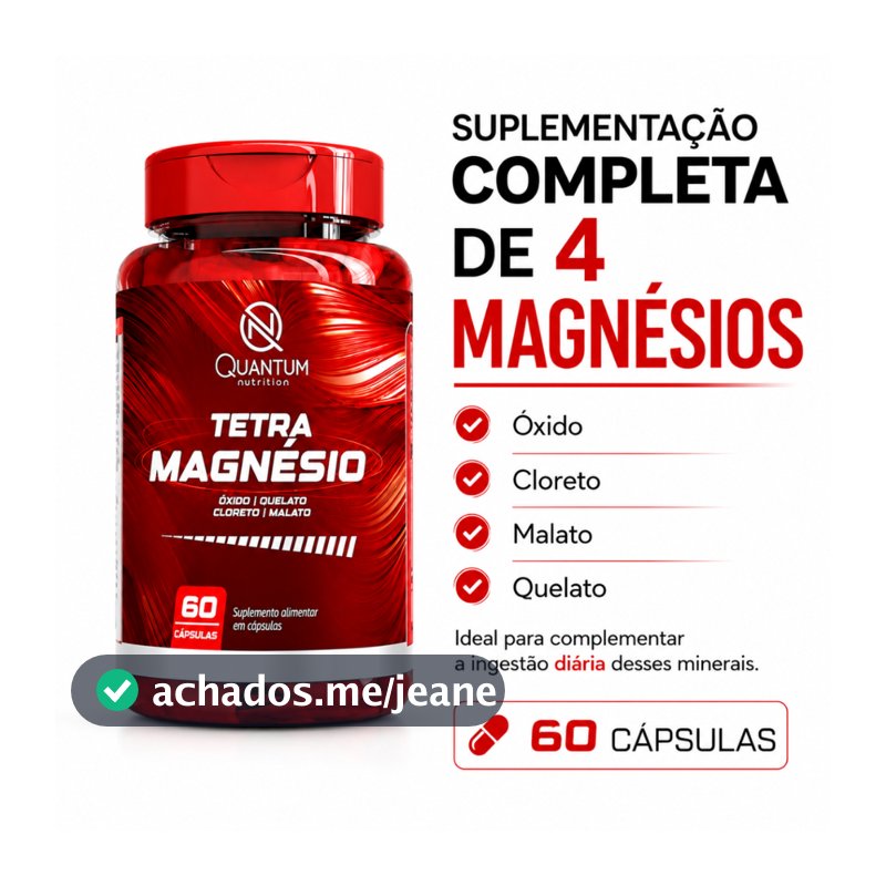 Tetra Magnésio 4 em 1 Óxido Quelato Cloreto e Malato Energia Memória Suplemento Quantum Nutrition