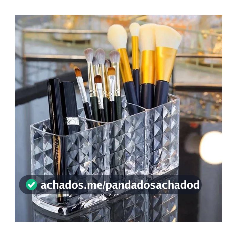 Porta Pincel Diamante Transparente Organizador Acrílico Maquiagem