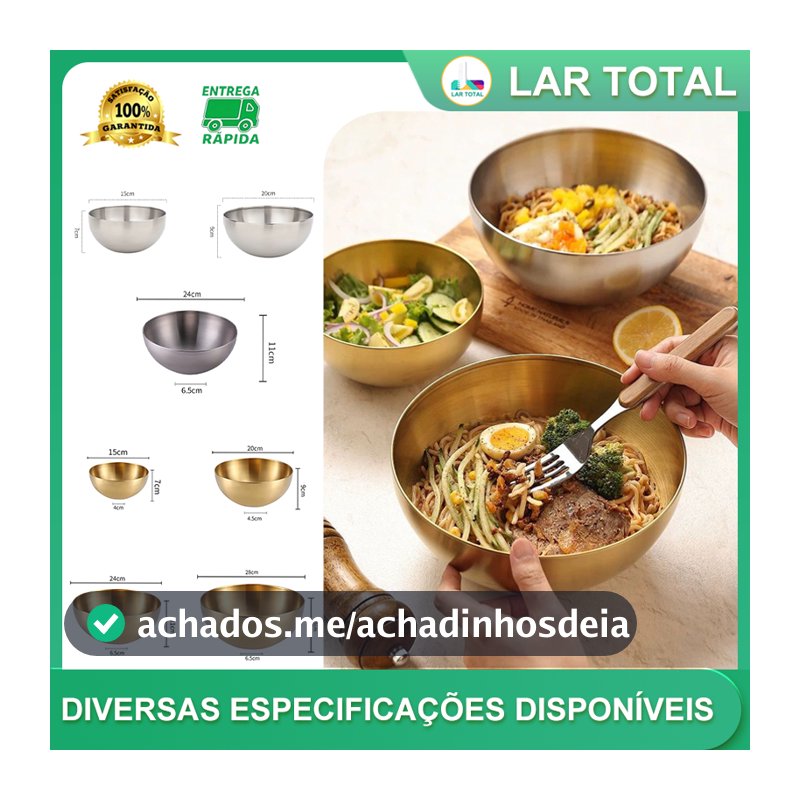 Kit 4 Tigela Bowl Aço Inox Dourado Conjunto, Acabamento Dourado, Multiuso Cozinha, Diversos Tamanhos