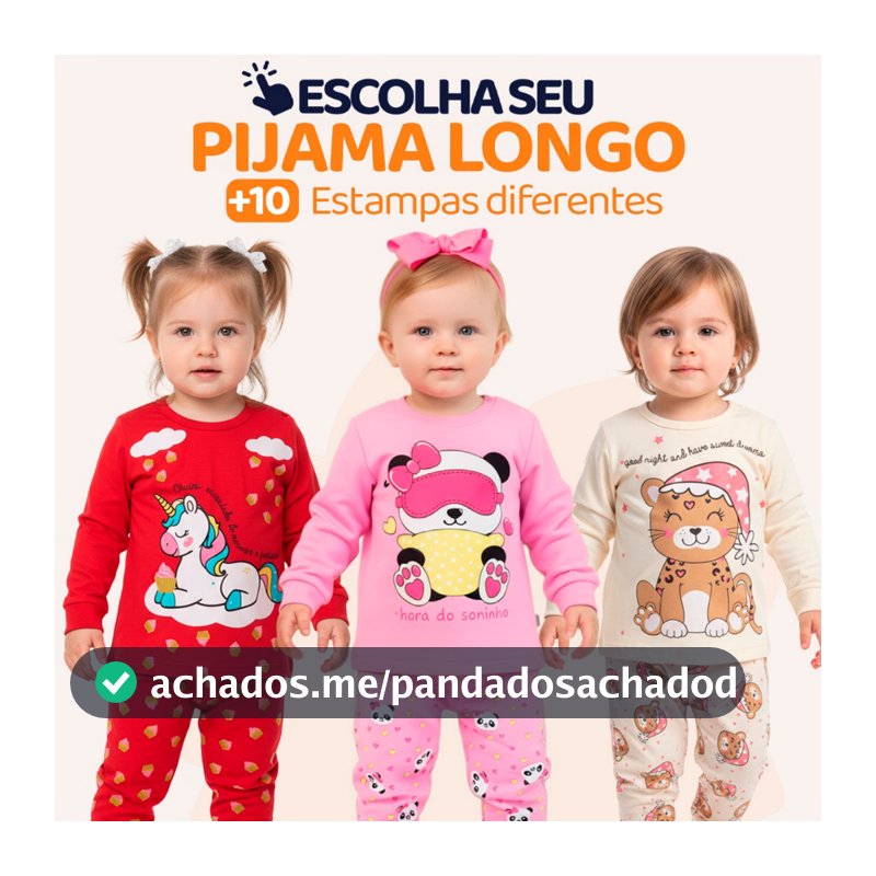 Pijama Infantil Bebe Menina Manga Longa Escolha Seu Modelo, Estampas Fofas e Conforto Infantil Feminino Frio Inverno l15