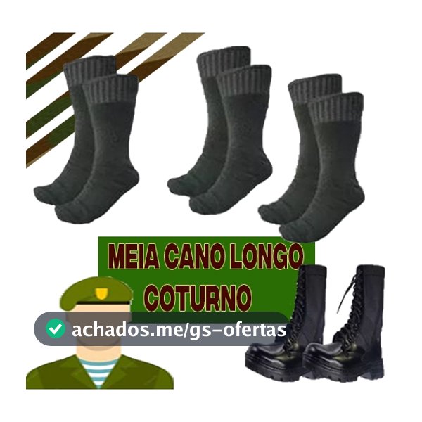 05 OU 01 PARES Meias de Cano Longo - Meia de Coturno Exército e para Trabalho com Bota.