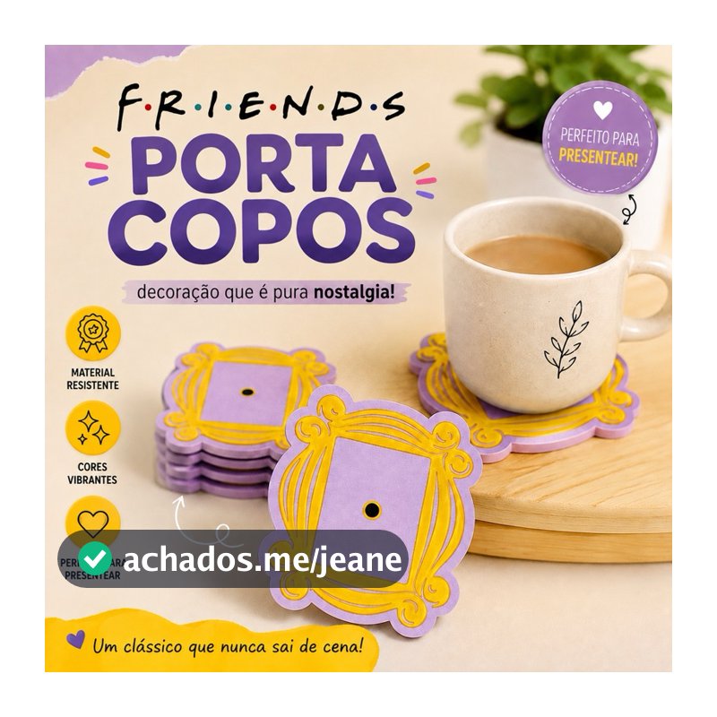 Friends Porta Copos Decorativo para Canecas e Xícaras