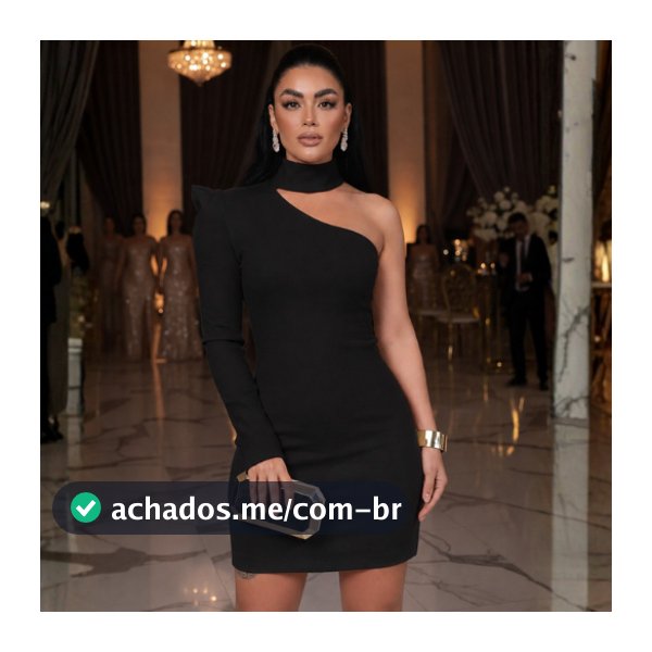 Vestido Feminino Um Ombro só Curto Elegante Noiva Balada Festa Casamento Luxo Confraternização