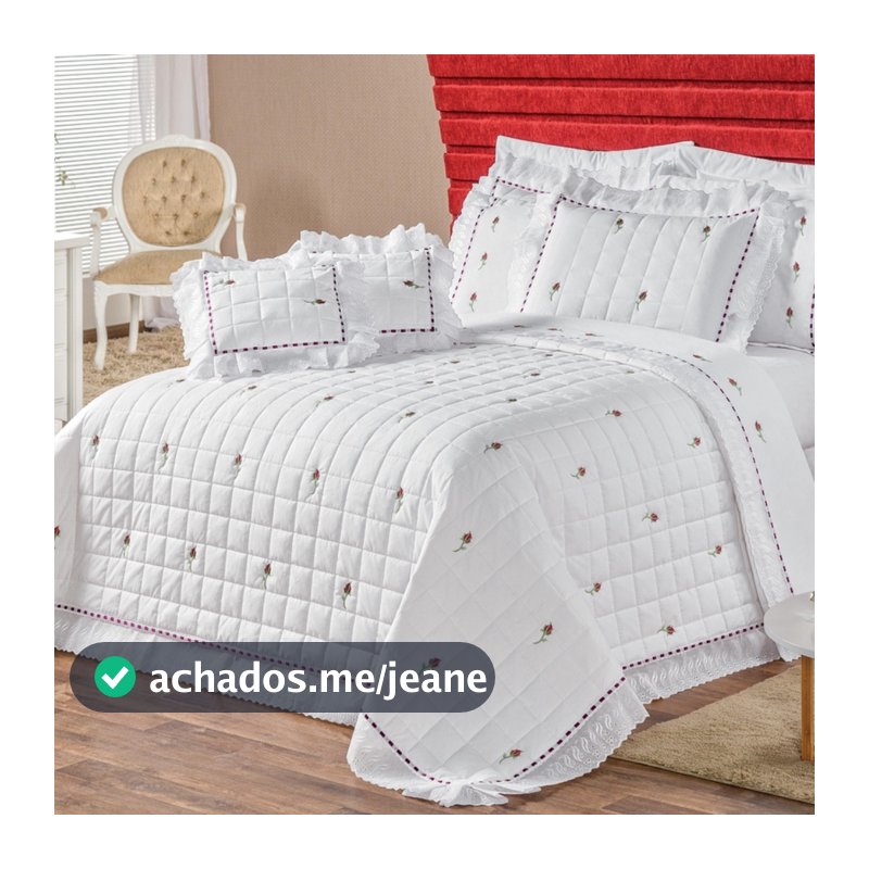 Kit Cobre Leito Casal Queen Felicitá 9 Peças 200fios Bordado