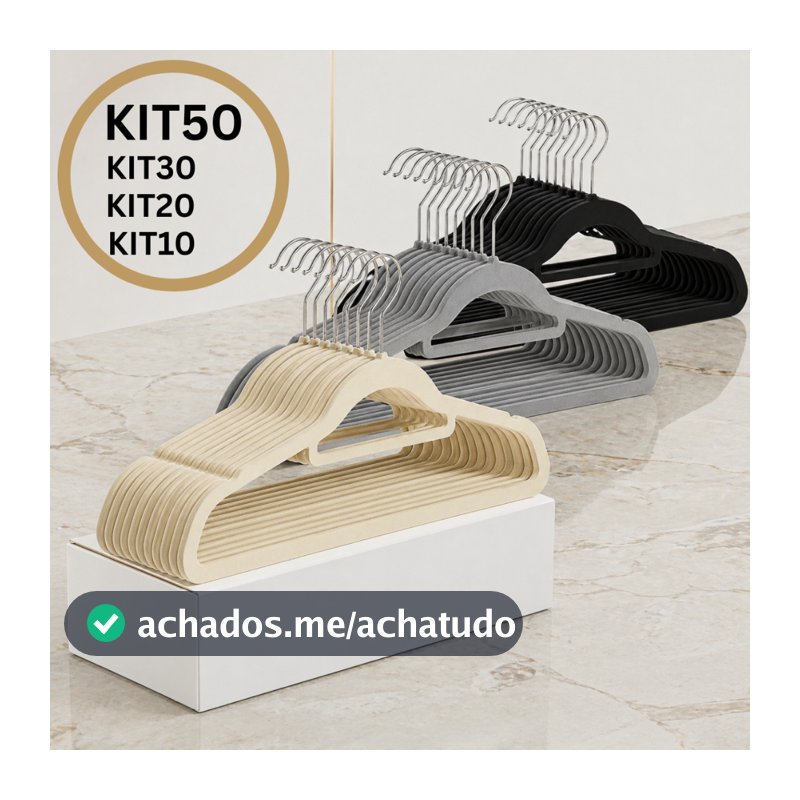 Cabides Veludo Para Roupas Antideslizante Com Gancho Giratório 360º Adulto Resistente Organizadores